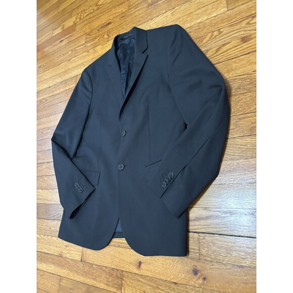 H&M Mens Blazer Jacket Size 38R Black Marzotto Wool Solid 2 Button Sport Coat - Picture 3 of 7